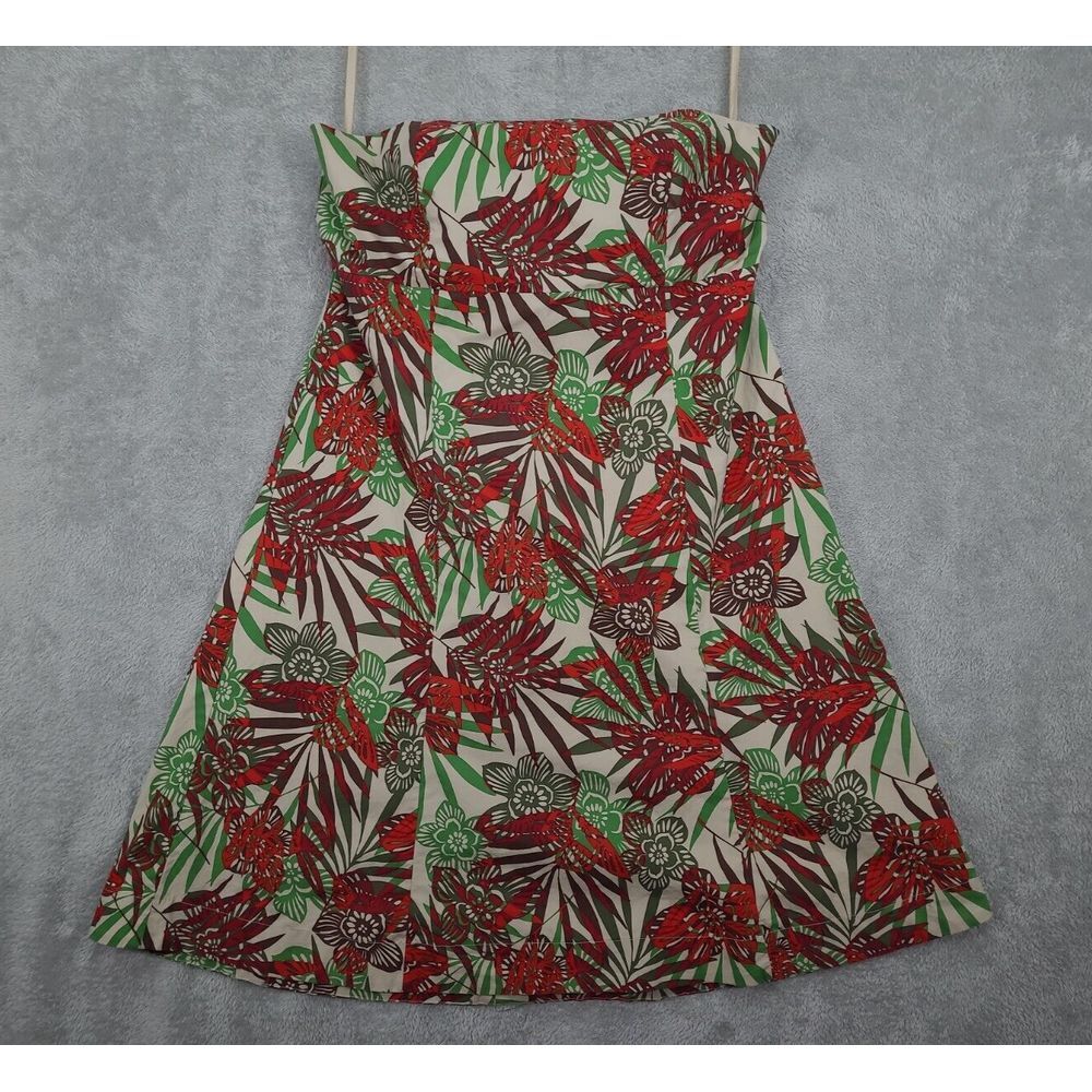Gap Strapless Dress Y2K 2006 Womens Tropical Floral Mini A Line Stretch Sz 20
